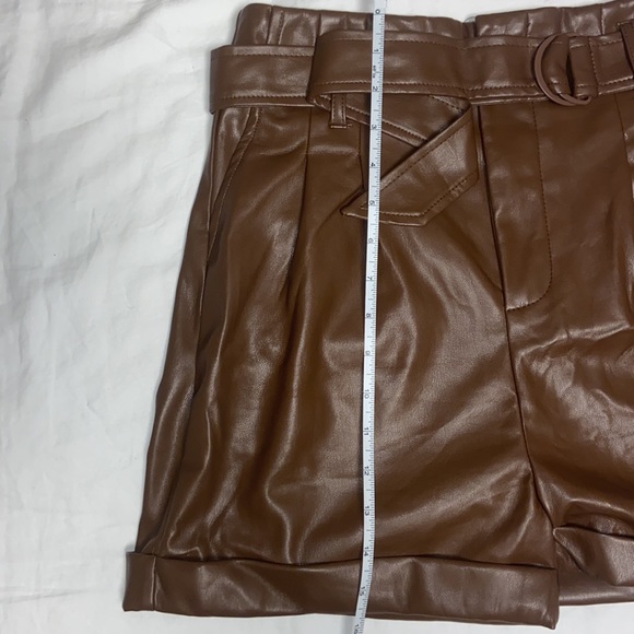 Lulu’s • Take a Ride Brown Vegan Leather Paperbag Waist Shorts - Picture 7 of 10